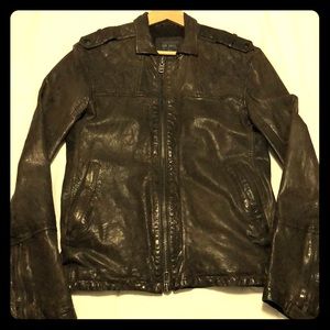 AllSaints leather jacket slim fit.